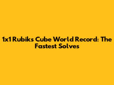1x1 Rubik's Cube World Record: The Fastest Solves