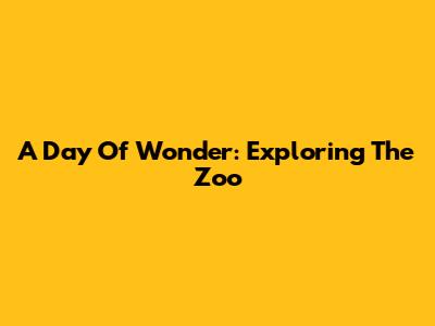 A Day Of Wonder: Exploring The Zoo