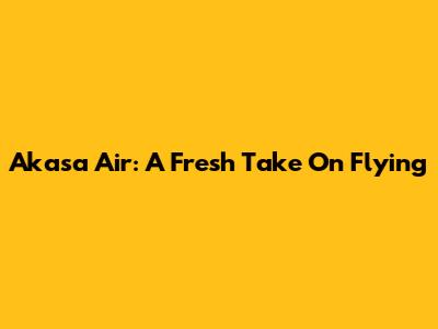 Akasa Air: A Fresh Take On Flying