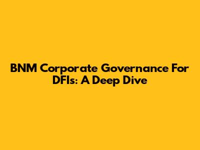 BNM Corporate Governance For DFIs: A Deep Dive