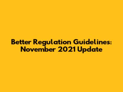 Better Regulation Guidelines: November 2021 Update