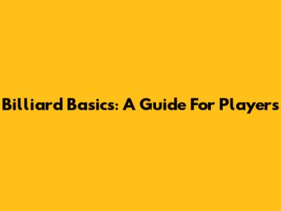Billiard Basics: A Guide For Players