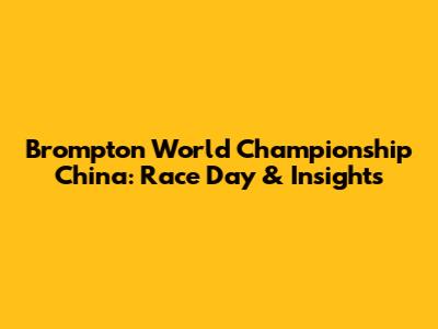 Brompton World Championship China: Race Day & Insights