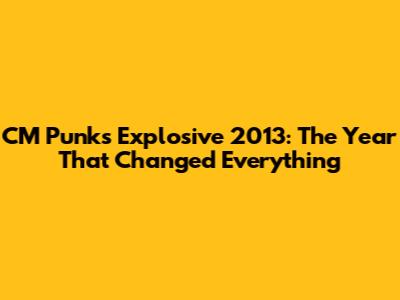 CM Punk's Explosive 2013: The Year That Changed Everything