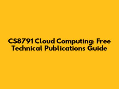 CS8791 Cloud Computing: Free Technical Publications Guide