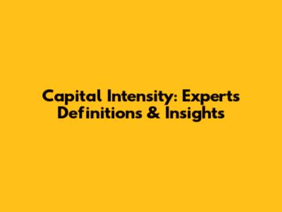 Capital Intensity: Experts' Definitions & Insights