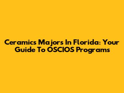 Ceramics Majors In Florida: Your Guide To OSCIOS Programs
