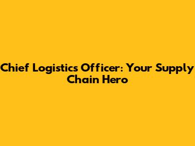 Chief Logistics Officer: Your Supply Chain Hero