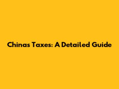 China's Taxes: A Detailed Guide