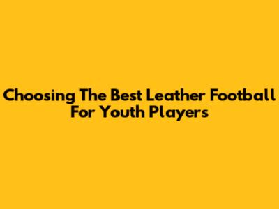 Choosing The Best Leather Football For Youth Players