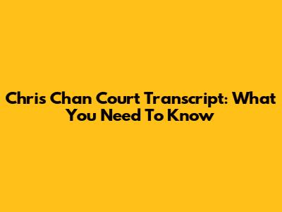 Chris Chan Court Transcript: What You Need To Know