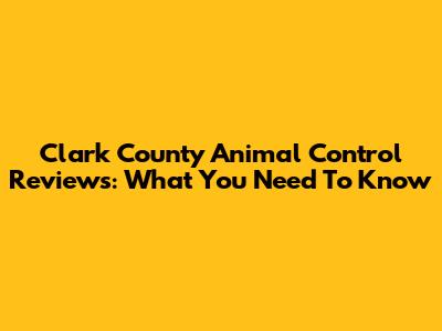 Clark County Animal Control Reviews: What You Need To Know