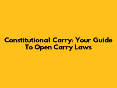 Constitutional Carry: Your Guide To Open Carry Laws
