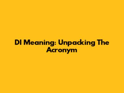 DI Meaning: Unpacking The Acronym