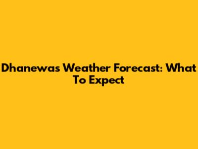 Dhanewas Weather Forecast: What To Expect