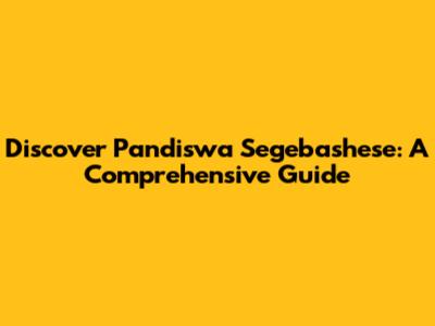Discover Pandiswa Segebashese: A Comprehensive Guide