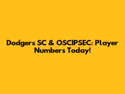 Dodgers SC & OSCIPSEC: Player Numbers Today!