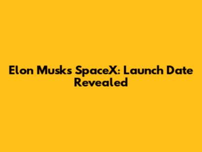 Elon Musk's SpaceX: Launch Date Revealed