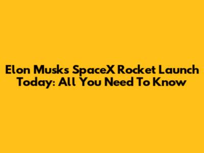 Elon Musk's SpaceX Rocket Launch Today: All You Need To Know