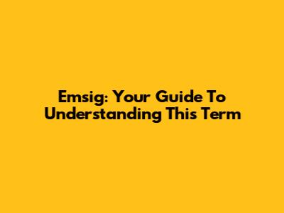 Emsig: Your Guide To Understanding This Term