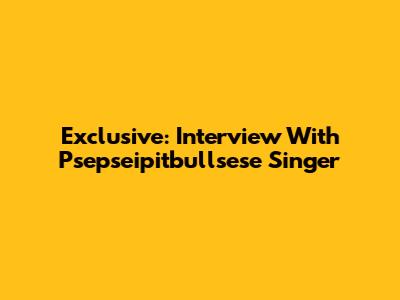 Exclusive: Interview With Psepseipitbullsese Singer