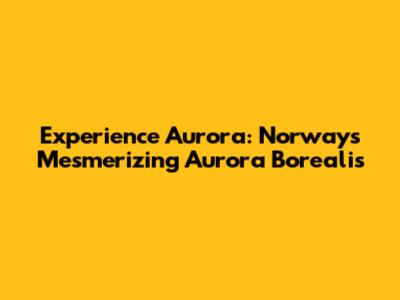 Experience Aurora: Norway's Mesmerizing Aurora Borealis