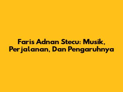 Faris Adnan Stecu: Musik, Perjalanan, Dan Pengaruhnya