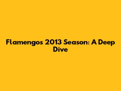 Flamengo's 2013 Season: A Deep Dive