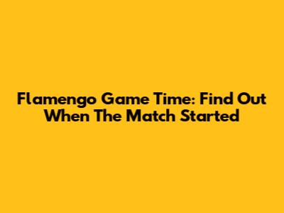 Flamengo Game Time: Find Out When The Match Started