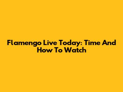 Flamengo Live Today: Time And How To Watch