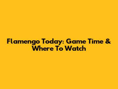 Flamengo Today: Game Time & Where To Watch