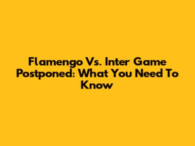 Flamengo Vs. Inter Game Postponed: What You Need To Know