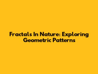 Fractals In Nature: Exploring Geometric Patterns
