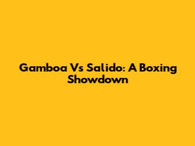 Gamboa Vs Salido: A Boxing Showdown
