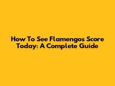 How To See Flamengo's Score Today: A Complete Guide