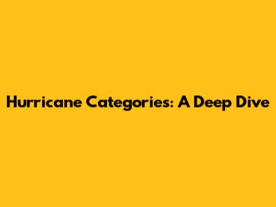 Hurricane Categories: A Deep Dive