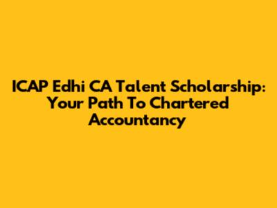 ICAP Edhi CA Talent Scholarship: Your Path To Chartered Accountancy