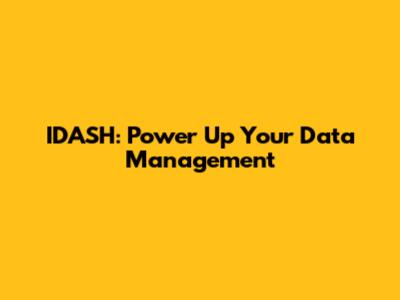 IDASH: Power Up Your Data Management
