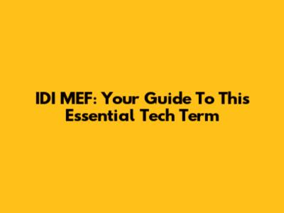 IDI MEF: Your Guide To This Essential Tech Term
