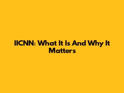 IICNN: What It Is And Why It Matters