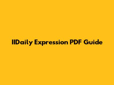 IIDaily Expression PDF Guide
