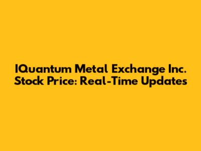 IQuantum Metal Exchange Inc. Stock Price: Real-Time Updates