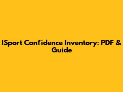 ISport Confidence Inventory: PDF & Guide