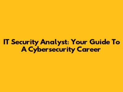 IT Security Analyst: Your Guide To A Cybersecurity Career
