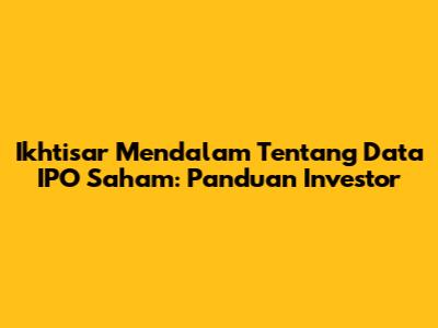 Ikhtisar Mendalam Tentang Data IPO Saham: Panduan Investor