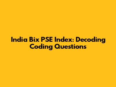 India Bix PSE Index: Decoding Coding Questions