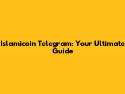 Islamicoin Telegram: Your Ultimate Guide