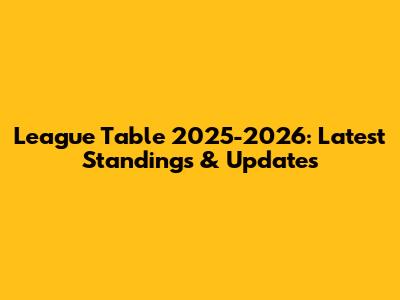 League Table 2025-2026: Latest Standings & Updates