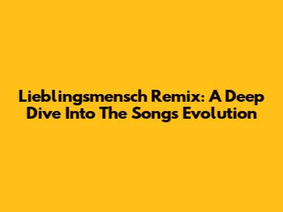 Lieblingsmensch Remix: A Deep Dive Into The Song's Evolution