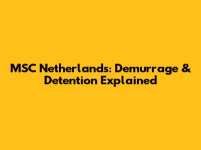 MSC Netherlands: Demurrage & Detention Explained